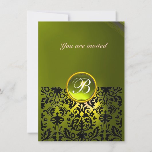 Invitation PAVÉ GEMME MONOGRAMME topaze jaune rsvp (Devant)