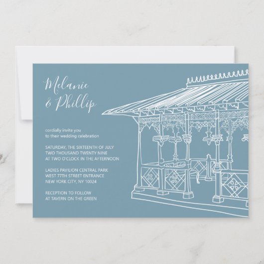 Invitation Pavillon des Dames Central Park New York Mariage (Devant)