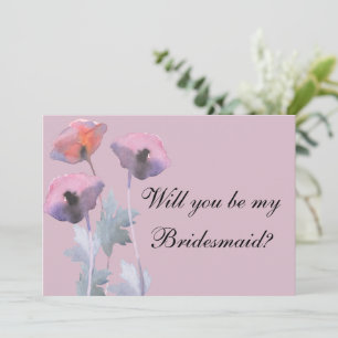 Invitation Pavot à rose pourpre poussiéreux être bridesmaid p