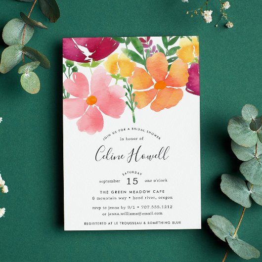 Invitation Pavot de Californie | Fête des mariées florale bri