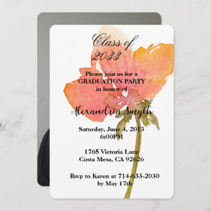 Invitation Pavot Fleur Graduation Votre Photo