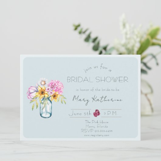 Invitation Pavot floral nuptiale (Debout devant)