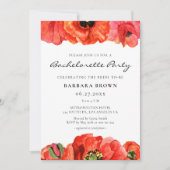 Invitation Pavot rouge aquarelle Bachelorette Party (Devant)