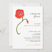 Invitation Pavot rouge moderne fleurie couples douche (Devant)