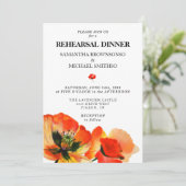 Invitation Pavot Vert aquarelle Dîner de répétition (Debout devant)