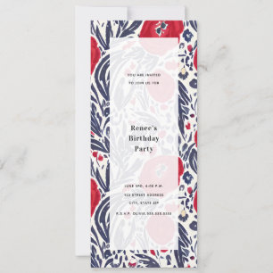Invitation Pavots Rouge Blanc & Bleu Fête Générique