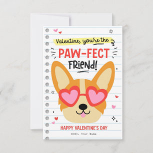 Invitation Paw-fect Chien Pun Enfants Classe Valentine Card