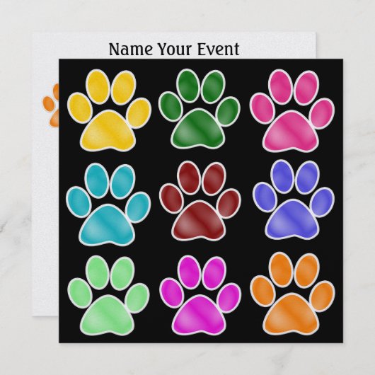Invitation Paw Prints (Devant / Derrière)