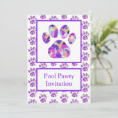 Invitation Paw Purple Silhouette Pool Pawty Purple (Debout devant)