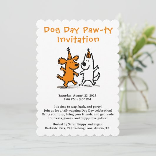 Invitation Paw-ty de Dog Day - jolie fête de chiot (Debout devant)