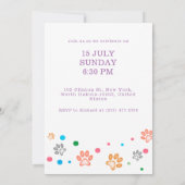 Invitation Paw-ty Time Drôle Chat Anniversaire de enfant à th (Dos)