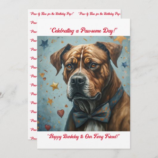 Invitation "Paw-ty Time for the Birthday Pup !" (Devant / Derrière)