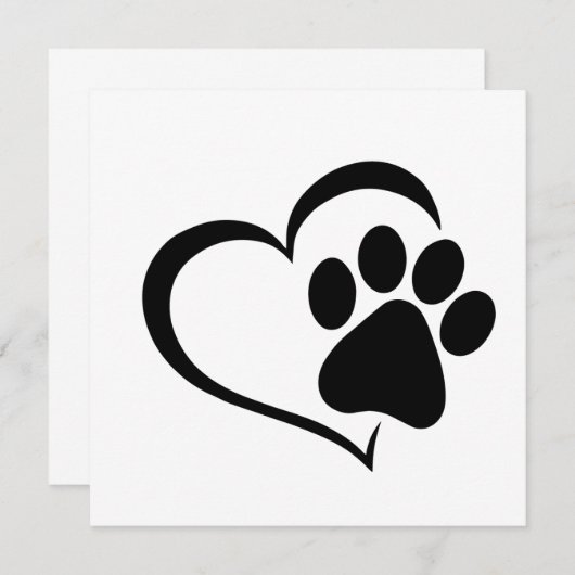 Invitation PawPrint et Heart Design (Devant / Derrière)