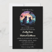 Invitation Pawsively in Love Sunset Romantique Mariage noir (Devant)