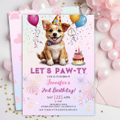 Invitation Pawty 2e anniversaire Chien Chien Chien Puppy Fête