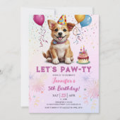 Invitation Pawty 5e anniversaire Chien Chien Chien Chiot Fête (Devant)