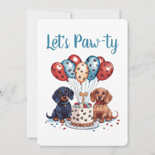Invitation Pawty Birthday Dachshund Dogs
