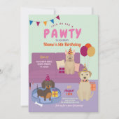 Invitation Pawty Birthday Dogs Party Puppy s'amuse violette (Devant)
