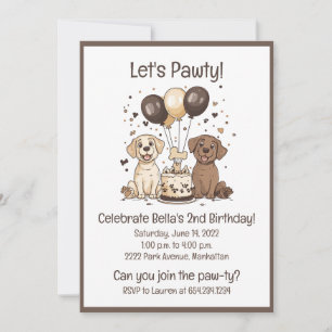 Invitation Pawty Birthday Labrador Retriever Dogs