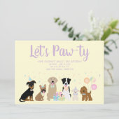 Invitation Pawty Birthday Party Dogs (Debout devant)