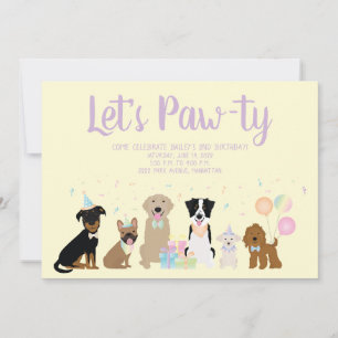 Invitation Pawty Birthday Party Dogs