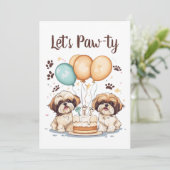 Invitation Pawty Birthday Shih Tzu Dogs Birthday Cake (Debout devant)