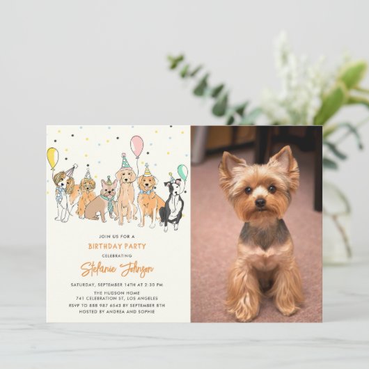 Invitation Pawty Chien Chien Chien Chien Chien Chien Puppy In (Debout devant)