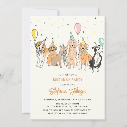 Invitation Pawty Chien Chien Chien Chien Chien Chien Puppy In (Devant)