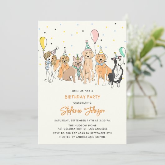 Invitation Pawty Chien Chien Chien Chien Chien Chien Puppy In (Debout devant)