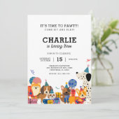 Invitation Pawty Chien Chien Chien Chien Chiot fête d'anniver (Debout devant)