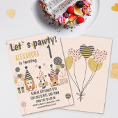 Invitation Pawty ! Chiens avec ballons Anniversaire