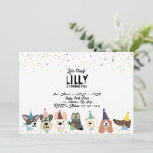 Invitation Pawty, Chiens de Fête, Anniversaire de Confetti (Debout devant)