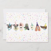 Invitation Pawty, Chiens de Fête, Anniversaire de Confetti (Dos)