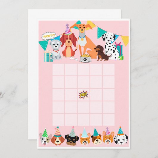Invitation Pawty chiot chien berceau de bingo crads (Devant / Derrière)