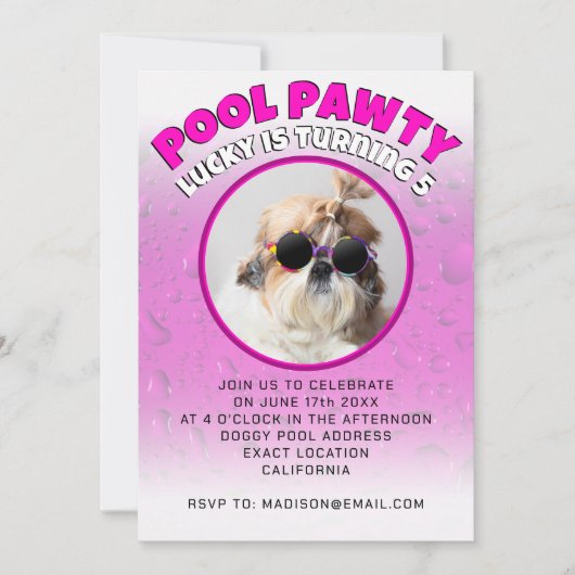 Invitation Pawty chiot chien poupée sur mesure photo fête d'a (Devant)