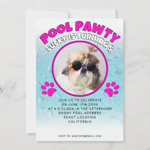Invitation Pawty chiot chien poupée sur mesure photo fête d'a
