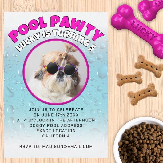 Invitation Pawty chiot chien poupée sur mesure photo fête d'a