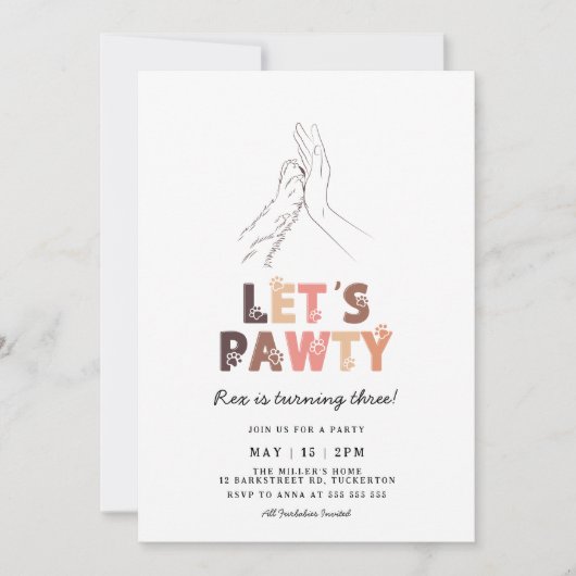 Invitation Pawty Dog Anniversaire (Devant)
