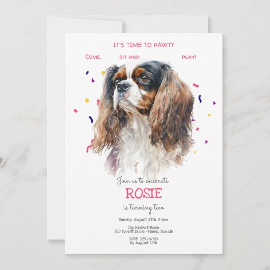 Invitation Pawty, fête d'anniversaire de chien (Devant)