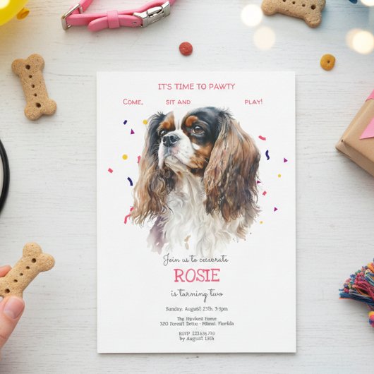 Invitation Pawty, fête d'anniversaire de chien