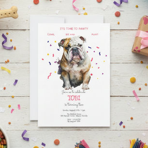 Invitation Pawty, fête d'anniversaire de chien