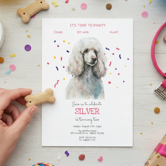 Invitation Pawty, fête d'anniversaire de chien