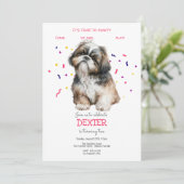 Invitation Pawty, fête d'anniversaire de chien (Debout devant)