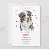 Invitation Pawty, fête d'anniversaire de chien (Devant)