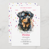 Invitation Pawty, fête d'anniversaire de chien (Devant / Derrière)