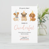 Invitation Pawty Time Chien Chien Chien Coquelicot ONE derful (Debout devant)