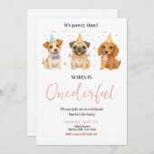 Invitation Pawty Time Chien Chien Chien Coquelicot ONE derful (Devant / Derrière)