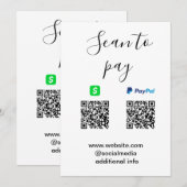 Invitation Paypal Cashapp scan pour payer QR ajouter le nom d (Devant / Derrière)