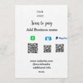 Invitation Paypal Cashapp venmo scan pour payer QR ajouter un (Dos)