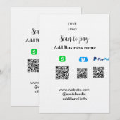 Invitation Paypal Cashapp venmo scan pour payer QR ajouter un (Devant / Derrière)